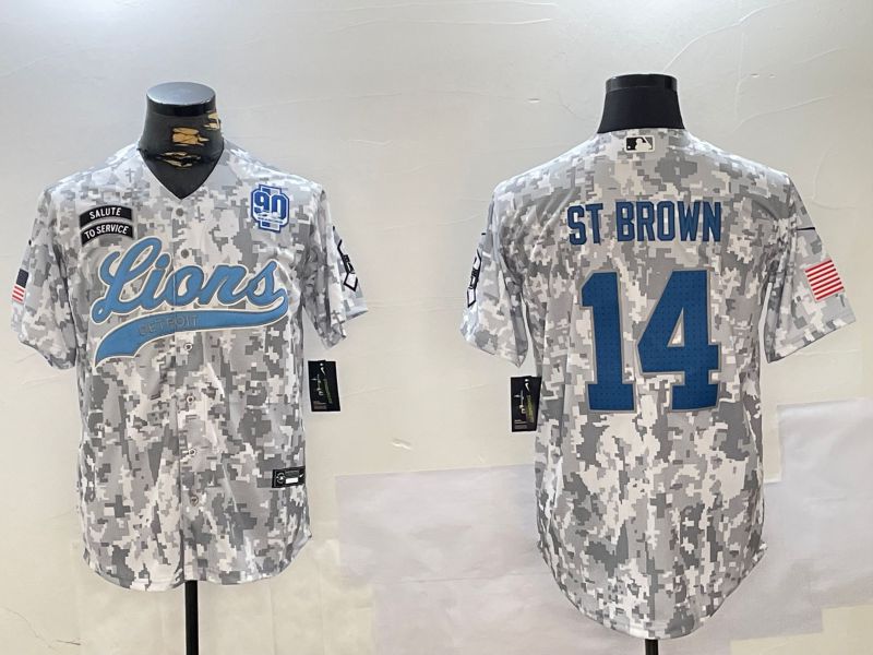 Men Detroit Lions #14 St Brown Nike Arctic Camo 2024 Salute to Service Limited NFL Jersey style 4->detroit lions->NFL Jersey